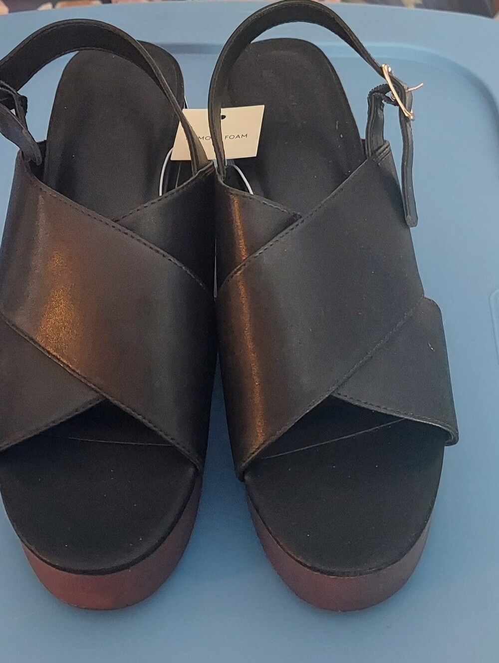 Universal Thread Black Crisscross Platform Wedge Sandals